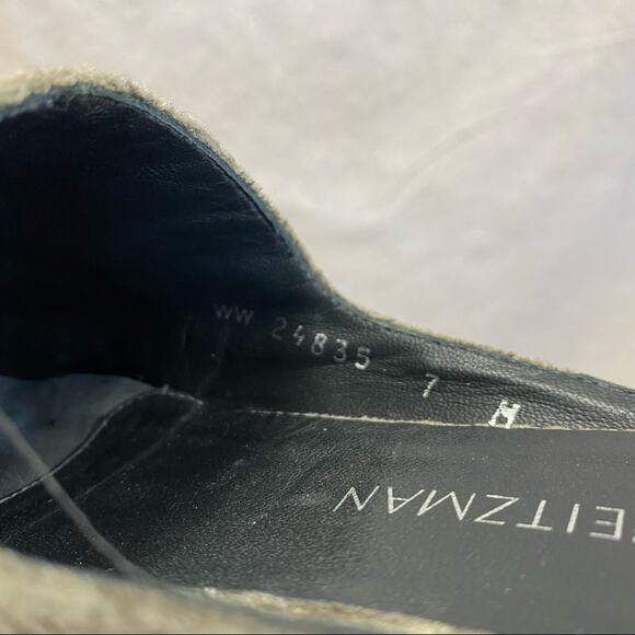 STUART WEITZMAN Mulearky Jacquard Velvet Mule Slides in Grerom Size 7M - Picture 3 of 16